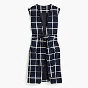 J. Crew Navy and White Plaid Sleeveless Vest